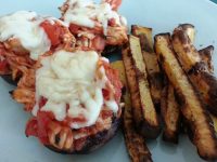 Justin and Lauren's Stuffed Mushrooms with Baked Rutabaga Fries