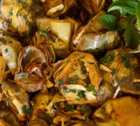 Lemon Mint Braised Artichokes