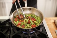 Chicken and Quinoa Pasta sauteing veggies