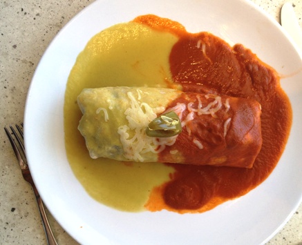 Chicken Burrito with two sauces