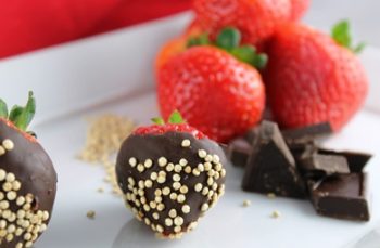 Chocolate Dipped Strawberries with Popped Quinoa