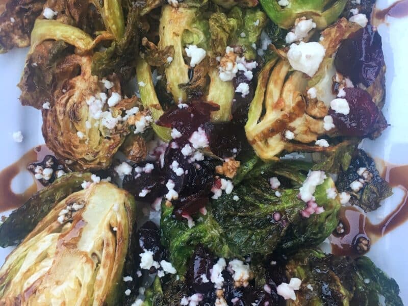 Roasted Brussels Sprouts with feta