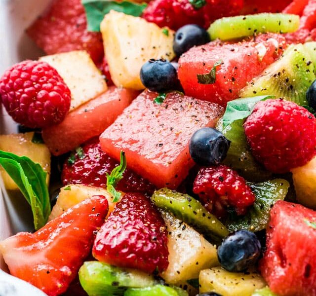 Fresh Fruit Salad with Champagne Rosemary Syrup