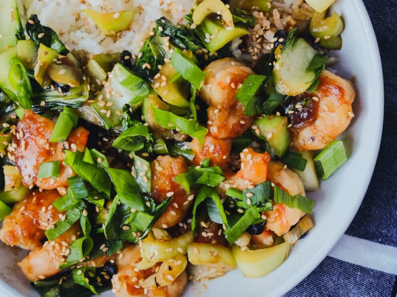 Grilled Shrimp with Adobo and Black beans