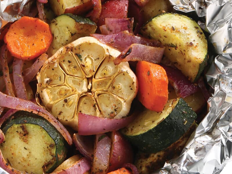 Campfire tempeh with veggies