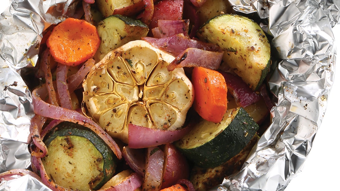 Campfire tempeh with veggies