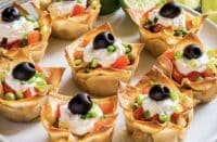 Wonton Taco Cups with black olive