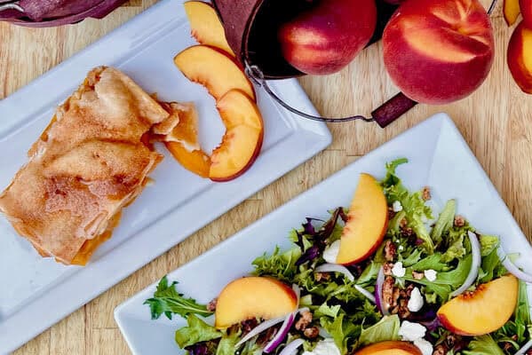 Peach salad and cobbler