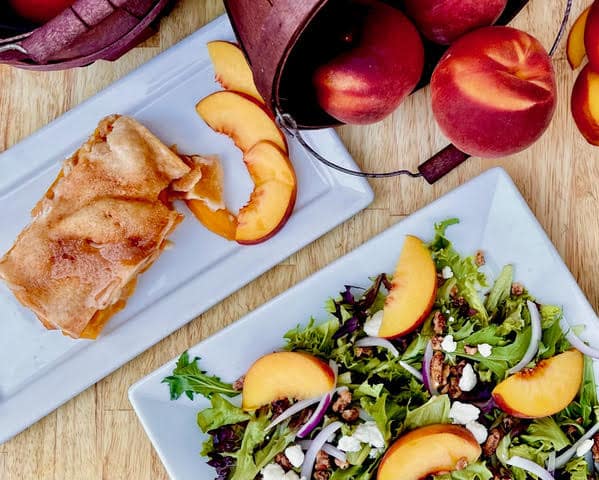Peach salad and cobbler