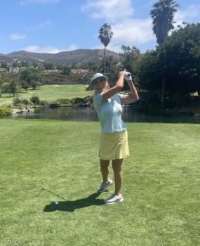 The Bikini Chef® Susan Irby golfing in San Juan Capistrano