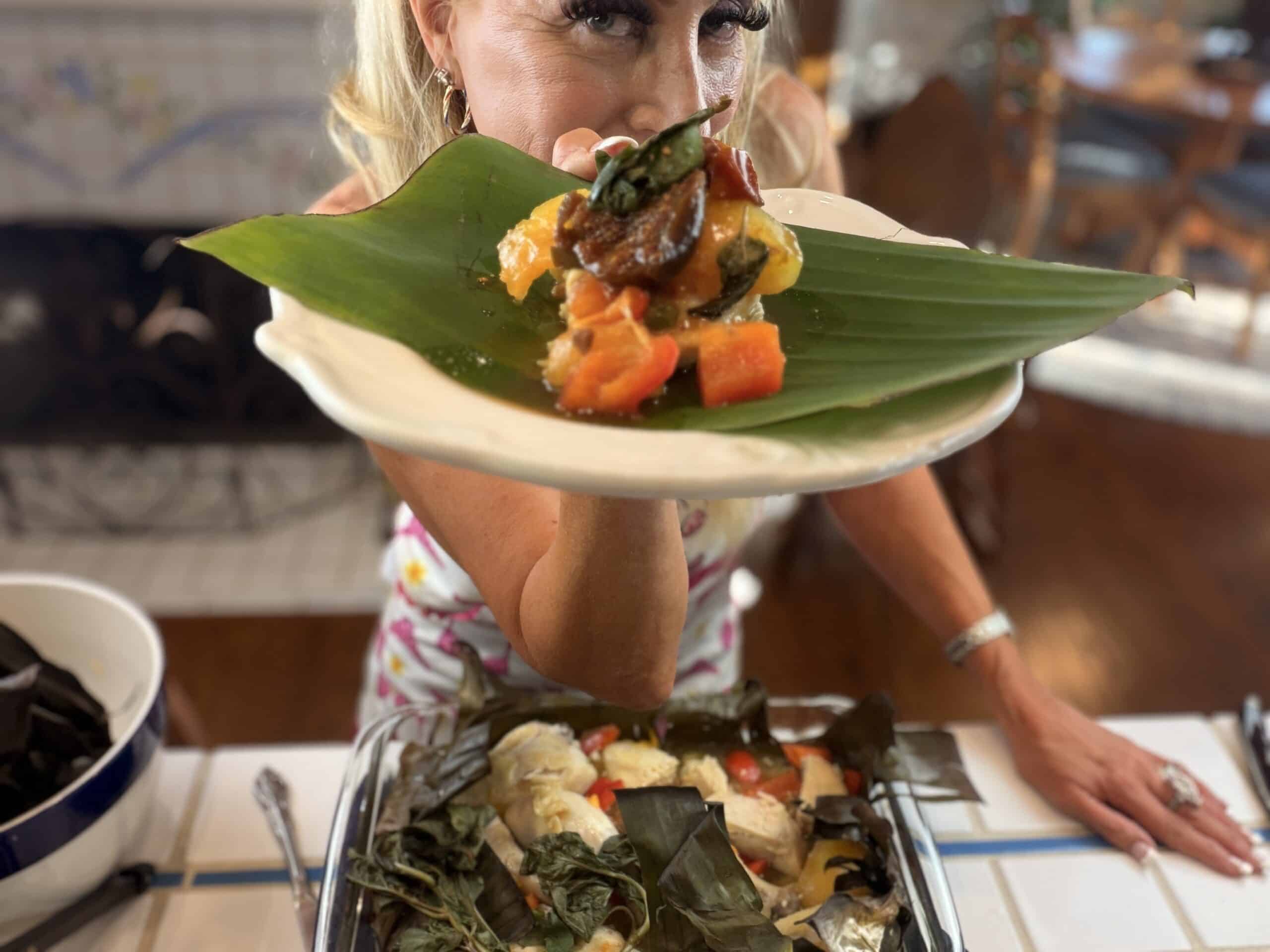 Banana Leaf Pork and Chicken with Fig Sauce