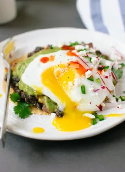 Eggs with black beans and salsa