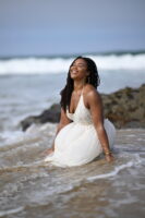 Keki Dexter contestant America's Next Bikini Chef at the beach